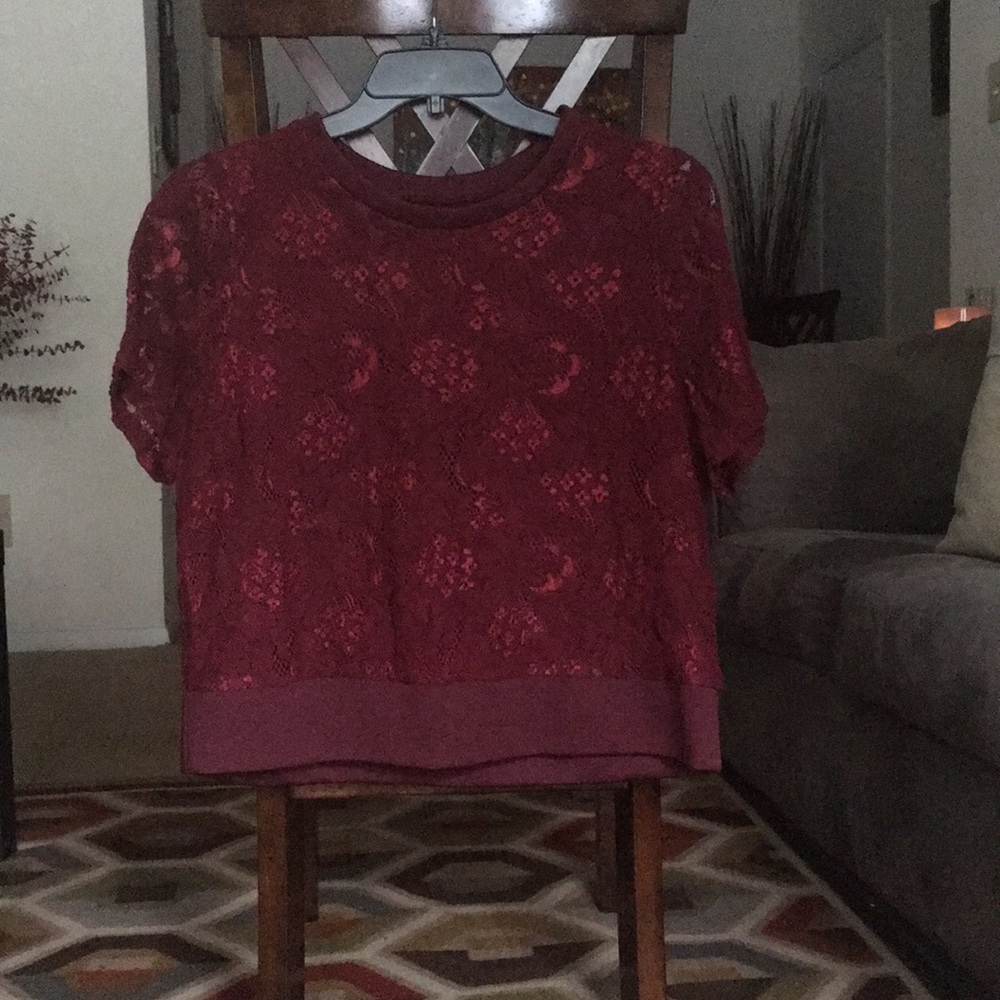 Burgundy Lace Crop Top! - Picture 2 of 8